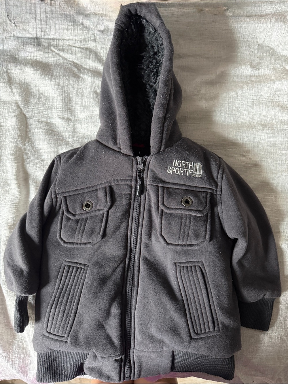 The Kids' Black Hooded Fleece Jacket